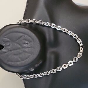 Unique custom-made shiny stainless steel necklace and bracelet set